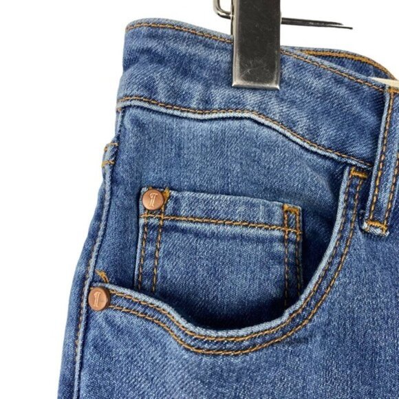 Anthropologie Pilcro and the Letterpress High Rise Flare Ankle Raw Hem Blue 29 - Picture 7 of 16